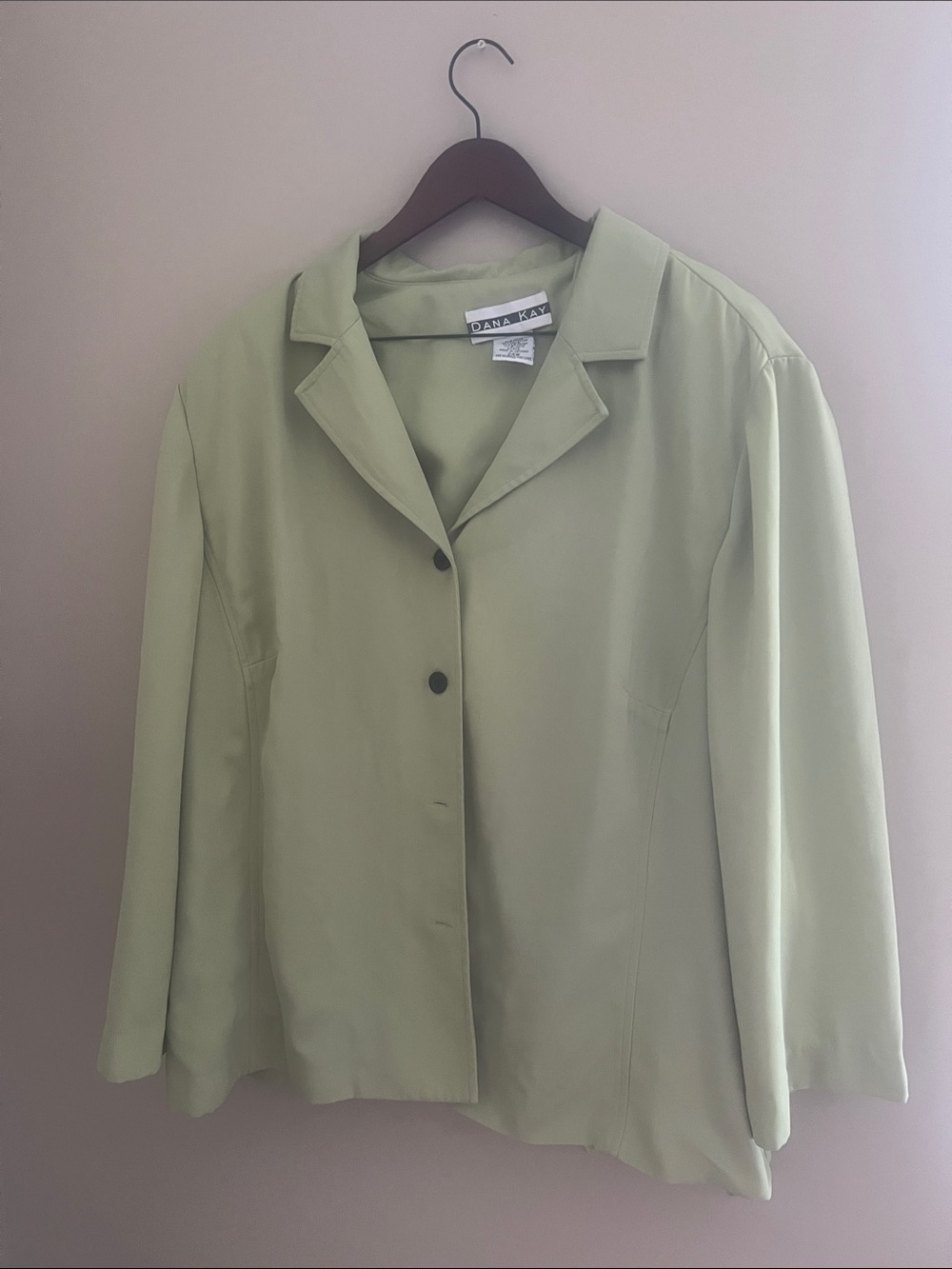 Dana Kay Pastel Green Women's Notch Collar Button Blazer
